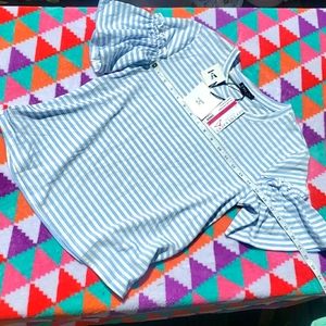 NWT Very J Blue & White Stripe top with bell sleeve size S